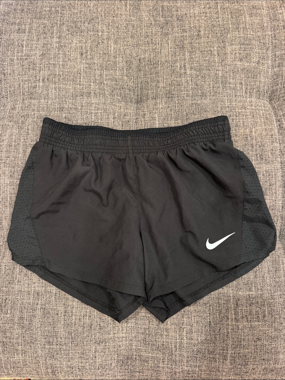 Nike Black Women’s Athletic Running Shorts with White Swoosh-XS